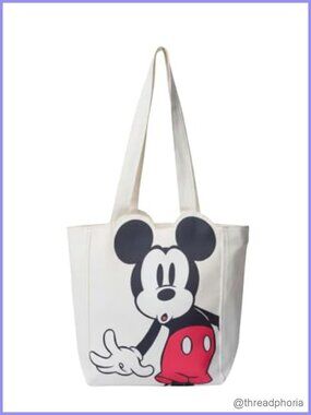 Disney Character Print Polyester Canvas Tote Shoulder Bag Large Beach Travel